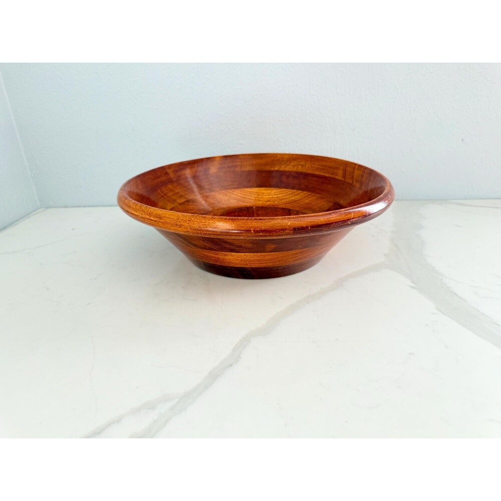 Vintage Large Wooden 14" Serving Salad Fruit Bowl - Mid Century Hand Turned Dish